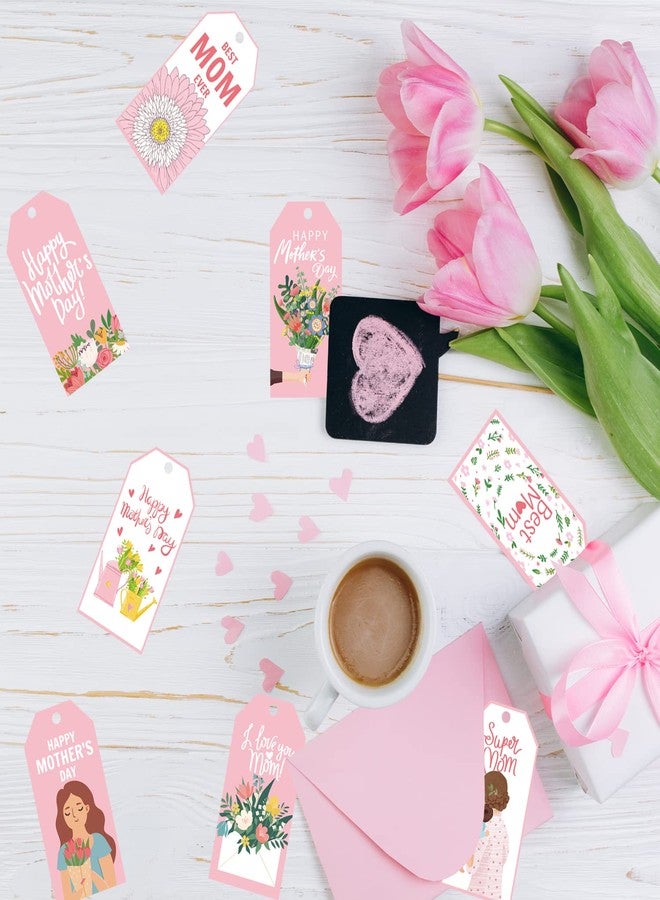 Doumeny Happy Mother's Day Gift Paper Tags 120Pcs Mother's Day Best Mom Ever Hanging Label Tags I Love You Mom Floral Super Mom Tag Sticker with String for DIY Art Craft Mother Party Birthday Supplies - Image 3